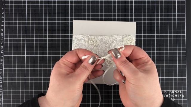 Elegant Beaded Lace And Brooch Wedding Invitation | DIY Wedding Invitations