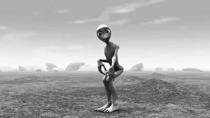 Зелёный человек танцует.