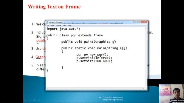 Writing text on Frame Using Paint method in java смотреть онлайн