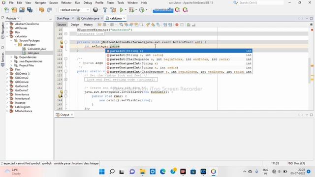 create a simple calculator using java swing смотреть онлайн