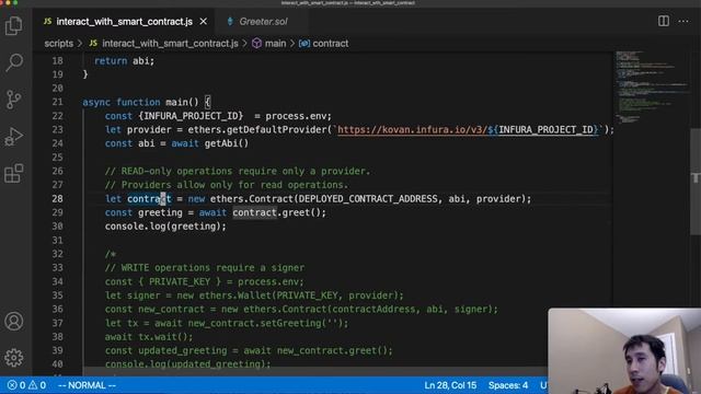 Use Ethers.js to interact with a deployed smart contract смотреть онлайн