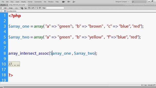 array_intersect_assoc : array function: php bangla video tutorial смотреть онлайн