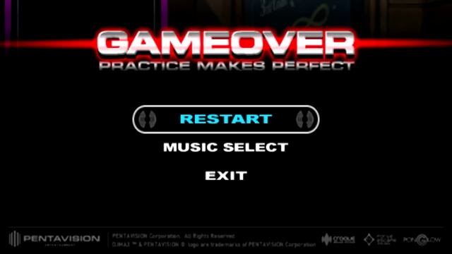 DJMax Portable 2 - Game Over Screen