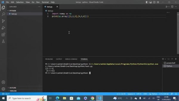 Install NumPy with VSCode - Windows