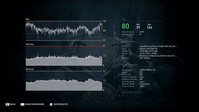 AMD Radeon RX 5500 XT -- Intel Core i5-9400F -- Assassin's Creed AC Odyssey Benchmark смотреть онлайн