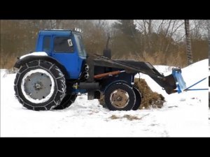 вывоз рулонов сена зимой мтз80 кун