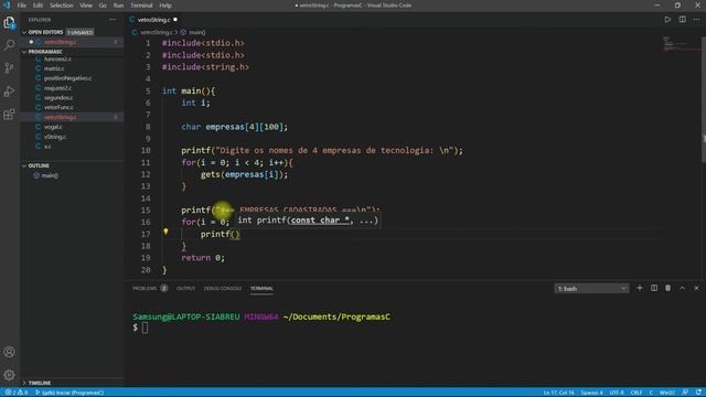 Matriz de String em C - (matriz de char) смотреть онлайн