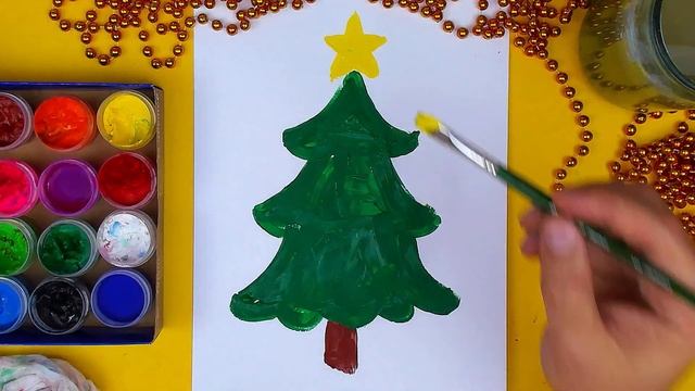 Как нарисовать Ёлку красками ГУАШЬ для детей смотреть онлайн