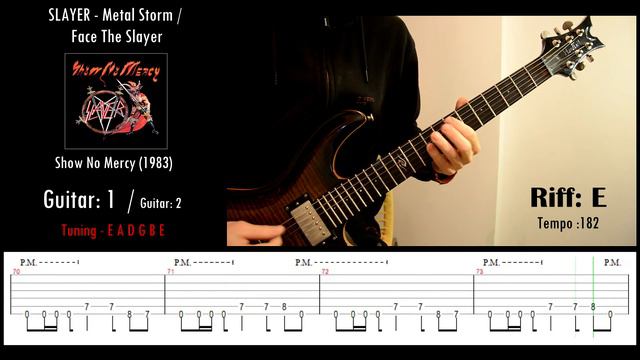 Slayer - Metal Storm / Face The Slayer - Guitar riffs with tabs / cover / lesson смотреть онлайн