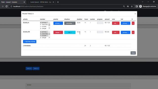 Laravel Livewire - Kanban Table Developed In Laravel Livewire With Bootstrap, Livewire Components