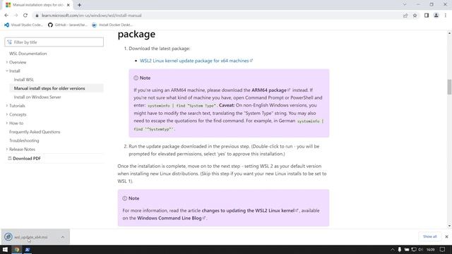 Docker Desktop требует новой версии ядра wsl? Устранение проблемы. смотреть онлайн