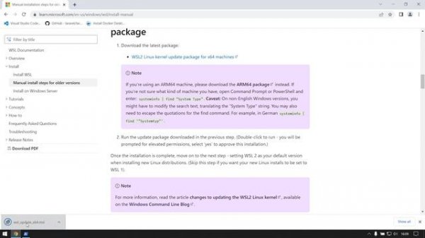 Docker Desktop требует новой версии ядра wsl? Устранение проблемы.