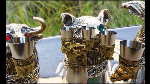 Набор стопки Перевертыши-нержавеющая сталь 6 шт., мал.,фигуры (футляр бардовый,черный)