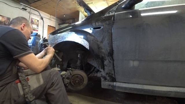 Фиат Крома 2. Восстановление крыла и капота. Рихтовка, покраска. FIAT Croma II body repair. смотреть онлайн