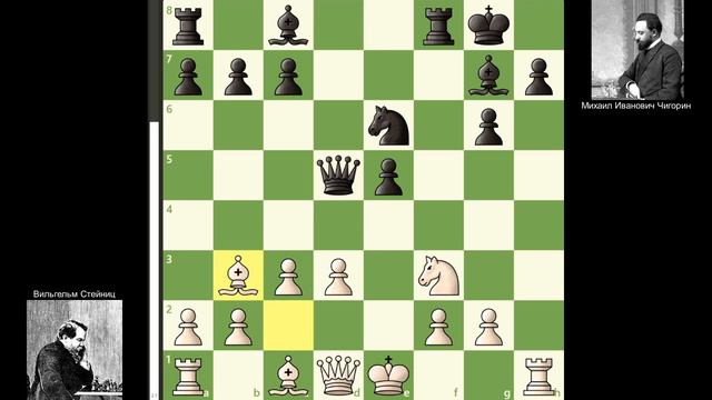 4-я партия Стейниц - Чигорин, матч на первенство мира 1892 года, Гавана. (1-0) смотреть онлайн