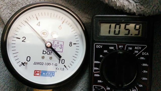 Снятие зависимости сопротивления датчика давления ММ370 от давления. смотреть онлайн