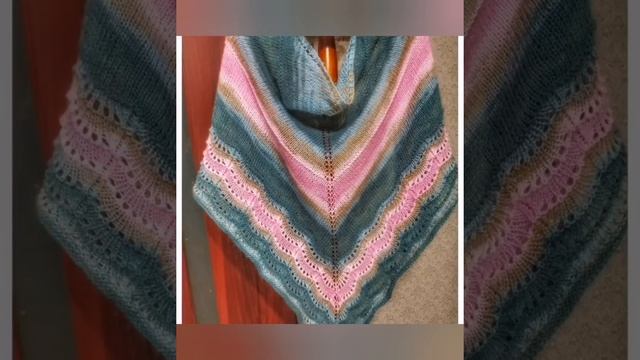 Шаль вязаная спицами с ажурной каймой. смотреть онлайн