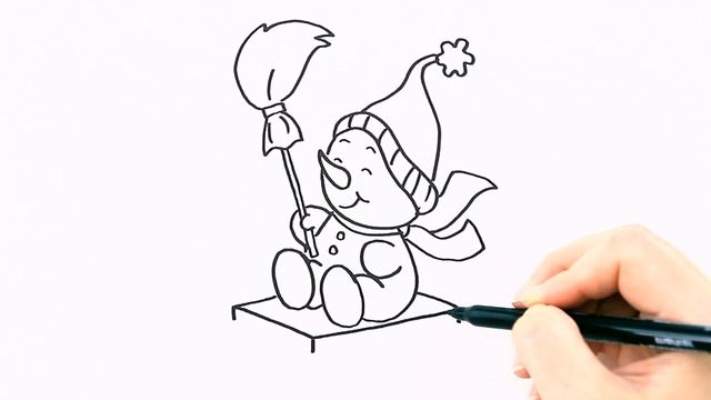 Как нарисовать снеговика на санках / Мультик раскраска для детей / Раскрась Ка смотреть онлайн