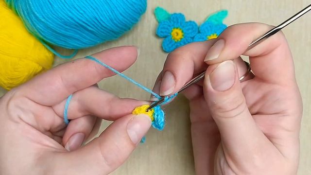 ОЧЕНЬ простой вязаный цветочек крючком. НЕЗАБУДКА ( мой любимый цветок☺???) смотреть онлайн