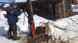 Продувка скважины компрессором