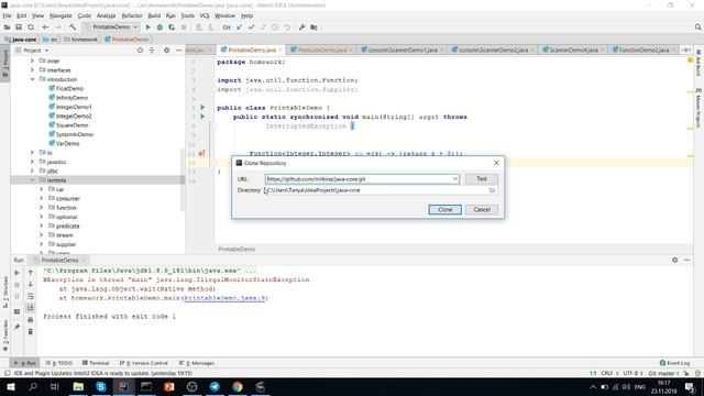 Урок 8. Часть 3. Клонирование репозитория с GitHub из IntelliJ Idea смотреть онлайн