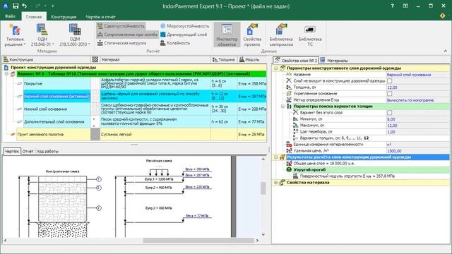 Расчёт дорожных одежд в IndorPavement