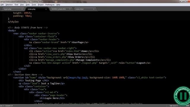 7 – Merging Index page to all scripts, session handling, nav menus, section picture changing, image смотреть онлайн