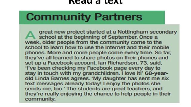 8th Grade. Unit 3. Entertainment And Media. Theme: A News Article. Community Partners.