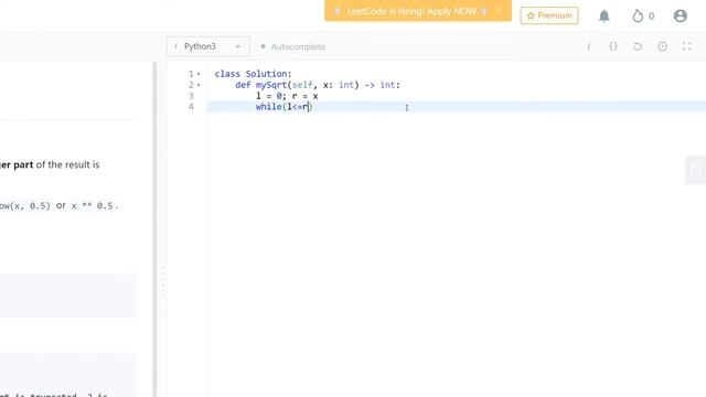69. Sqrt(x) | Day 4 study plan (Binary Search I) | LeetCode смотреть онлайн