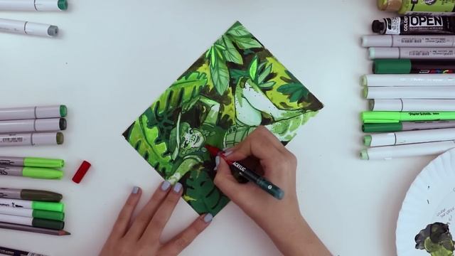 GOING GREEN?! | Drawing Something Using Every GREEN PENCIL, MARKER, WATERCOLOR, ETC I Own. смотреть онлайн