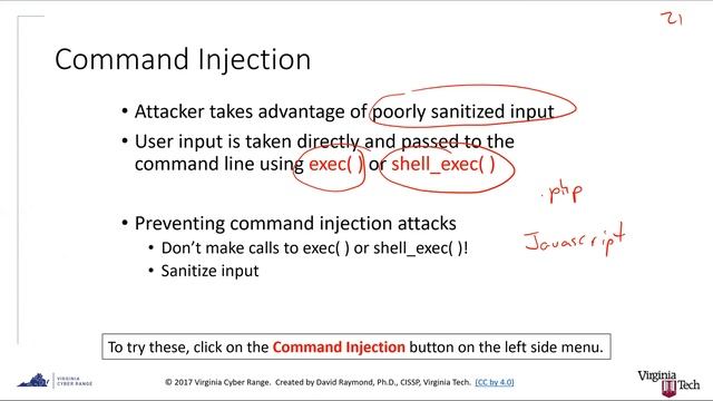 More Web Application Vulnerabilities: Command Injection (with hands on) смотреть онлайн