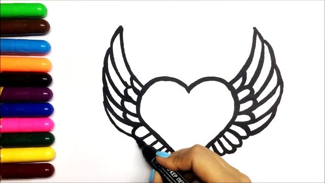Как нарисовать сердечко с крыльями | Сурет салу Журек смотреть онлайн