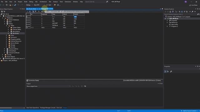 ADO NET считывание с базы данных смотреть онлайн