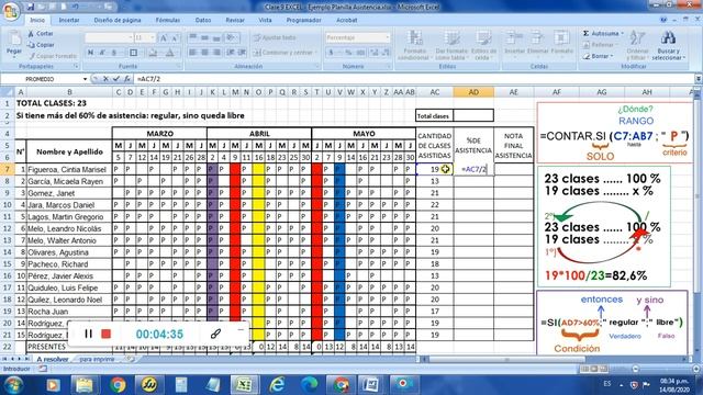 Clase 9 EXCEL Ejemplo Planilla Asistencia смотреть онлайн