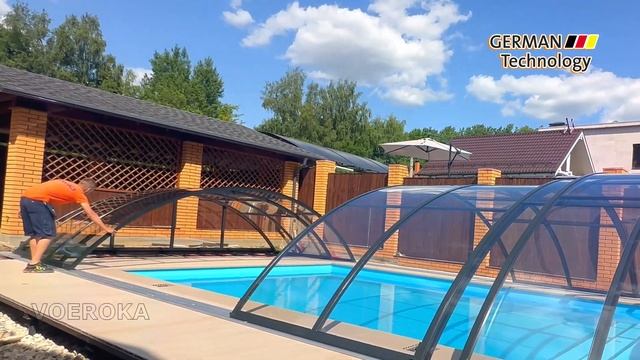 Павильон для бассейна модель TELEDOM- Прозрачный поликарбонат  Размеры павильона 8,5х5,2х1,5м