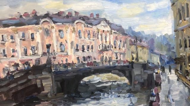 Ларикова Е. А. «Вид на Строгановский дворец» холст/масло, 50х60 см., id 33032 смотреть онлайн