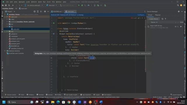 Come inserire Widget SnackBar in flutter con android studio Corso Flutter Tutorial ITA смотреть онлайн