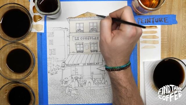 Painting with Coffee | Le Consulat | Watercolor | Paris France смотреть онлайн