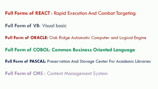 full form all programming languages | full form react | full form of oracle | full form of android смотреть онлайн