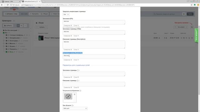 SEO-параметры для категорий CMS.S3 от Мегагрупп.ру смотреть онлайн