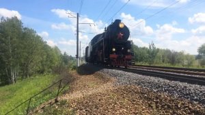 Паровоз серии Л на приближении к станции "Новоиерусалимская"