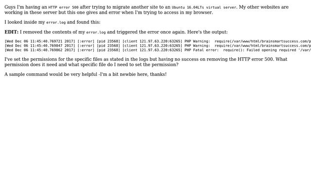 Ubuntu: Having an HTTP error 500 after migrating a website смотреть онлайн