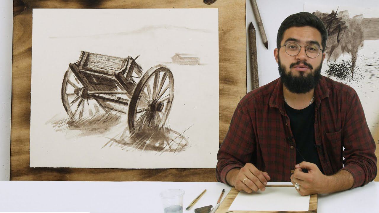 Экспресс-урок по графике «Телега» | Как нарисовать телегу поэтапно