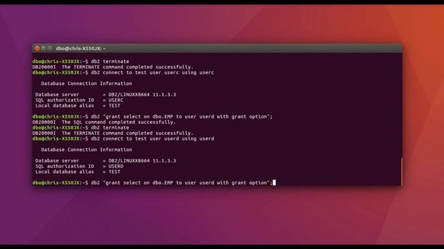 IBM DB2 privilege granting between users смотреть онлайн