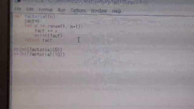 Python code factorial function смотреть онлайн