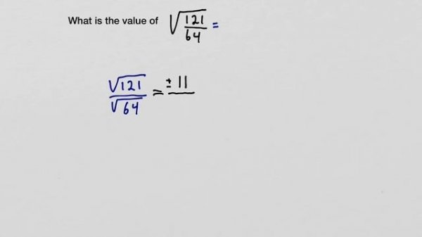 How to find the square root of a perfect square fraction Sqrt(121/64)