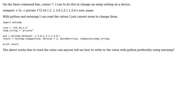 Unix & Linux: Python and snmpset with netsnmp смотреть онлайн