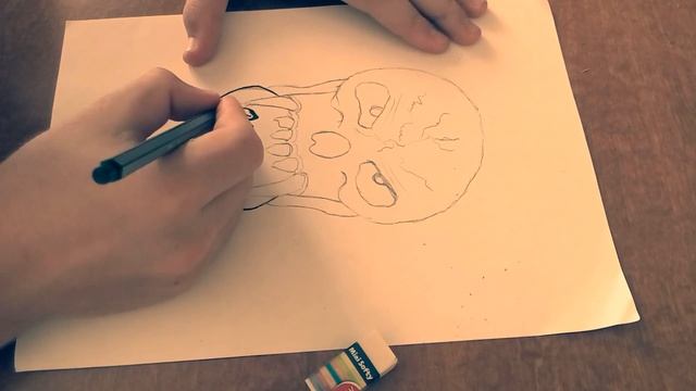 Bидео урок как нарисовать голову скелета. смотреть онлайн