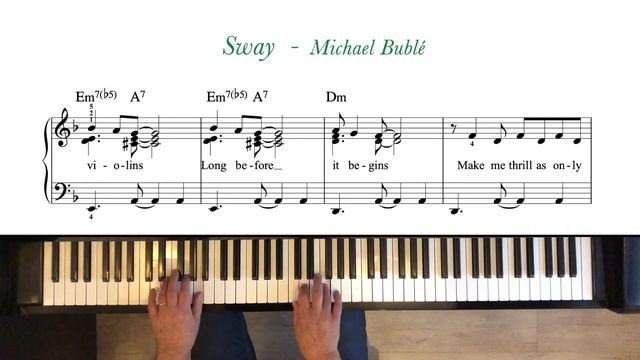 Sway - Michael Bublé. Piano tutorial + sheet music. Intermediate. смотреть онлайн