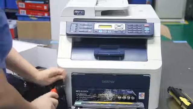 How to install replace Brother TN 210 cartridge for Brother MFC 9120CN printer смотреть онлайн